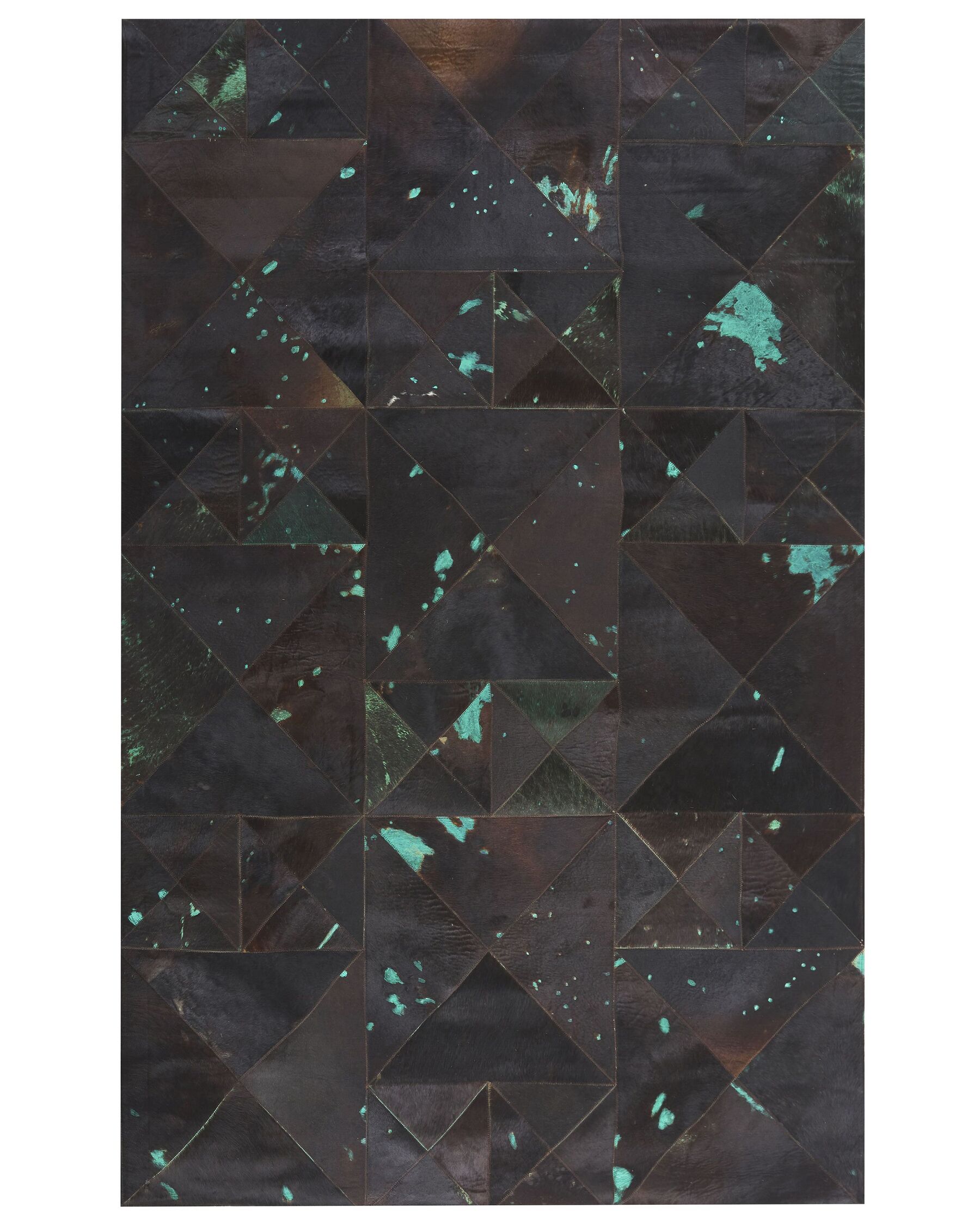 Cowhide Area Rug 140 x 200 cm Brown with Turquoise ATALAN_720995