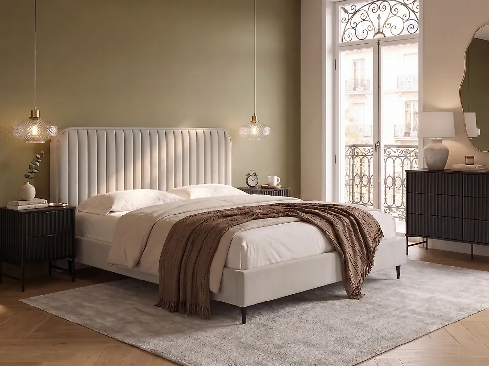 Cama Terciopelo BRIN 160 x 200 cm Beige_1183963