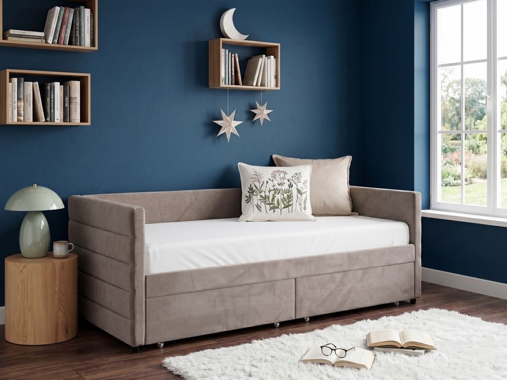 Daybed med opbevaring MARRAY Velour Lysegrå 90 x 200 cm