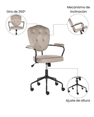Skrivbordsstol VELISSE Sammet Taupe_1065431