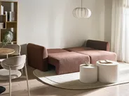 Sofa rozkładana dla 3 osób VAXHOLM ze schowkiem Boucle Brązowy_1028757