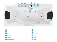 Whirlpool Badewanne Eckmodell mit LED HAWES II 180 x 80 cm Weiss_808733