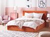 Sametová postel s úložným prostorem 160 x 200 cm oranžová VION_826784