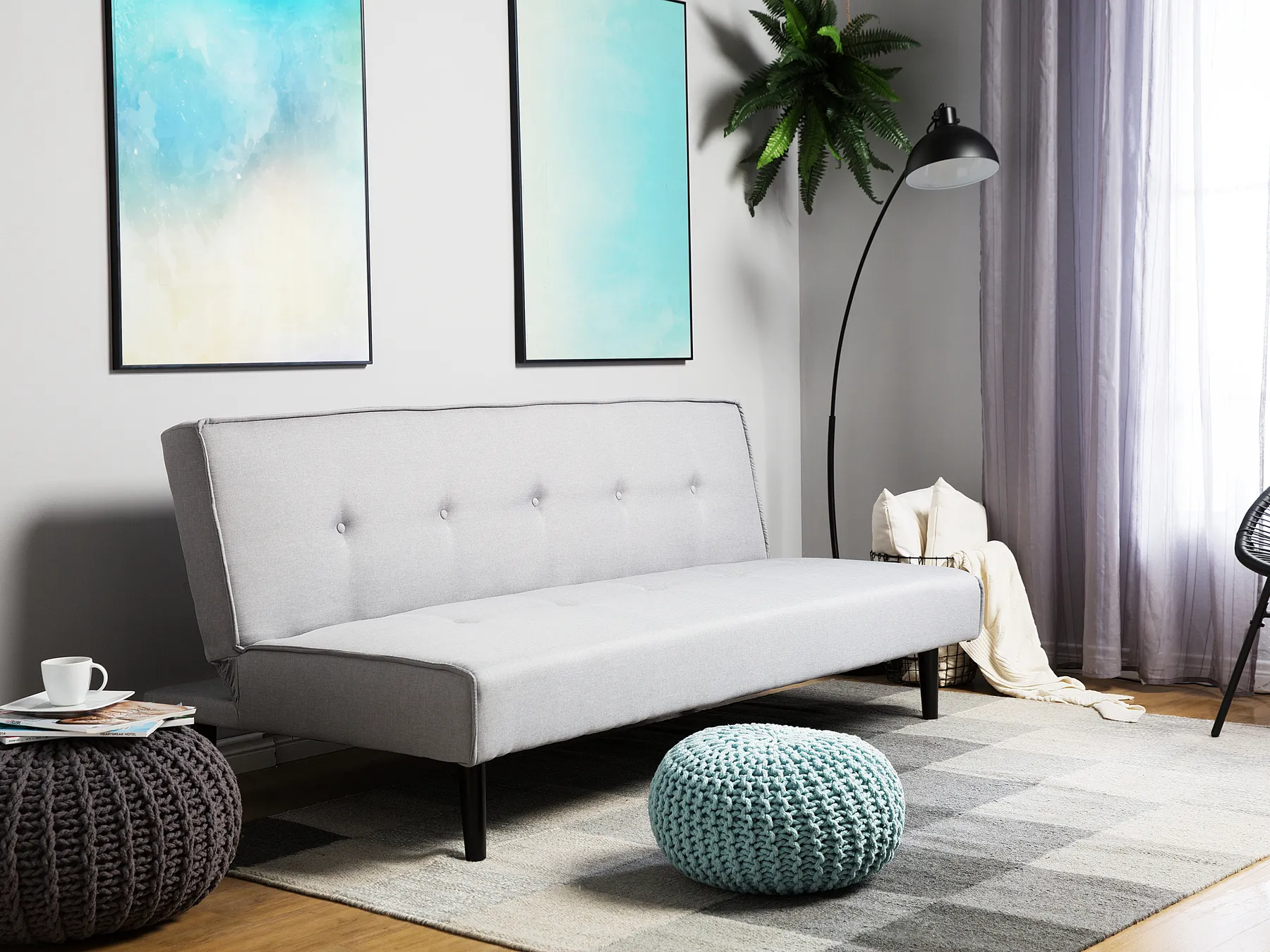 Sofa Bed 3 Seater VISBY Fabric Light Grey_706917
