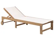 Sun Lounger PEDESINA Reclining Acacia Wood Beige_1034515