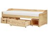 Łóżko dzienne z szufladami Drewno sosnowe ROYVILLE 90 x 200 cm Jasnobrązowy