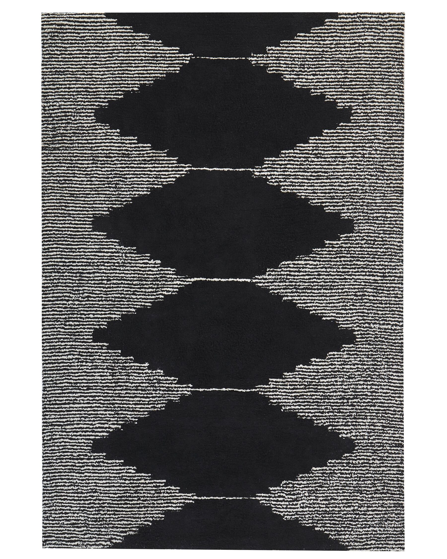 Tapis en coton 160 x 230 cm noir et blanc BATHINDA_817033
