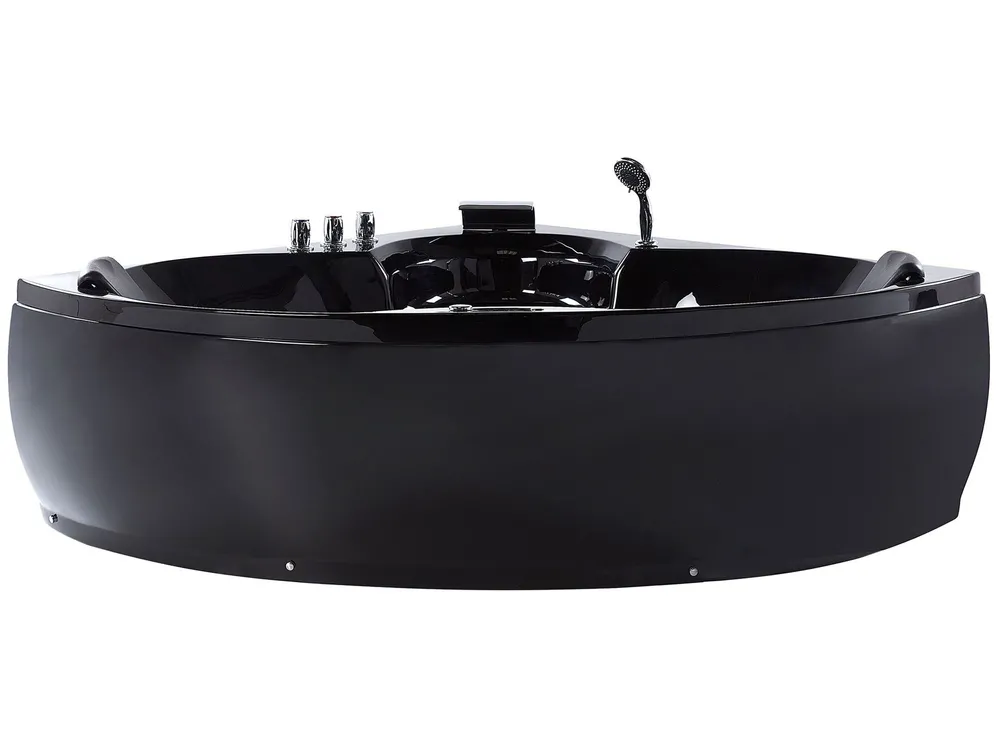 Corner Hot Tub with LED SENADO 2050 x 1500 mm Black_919457