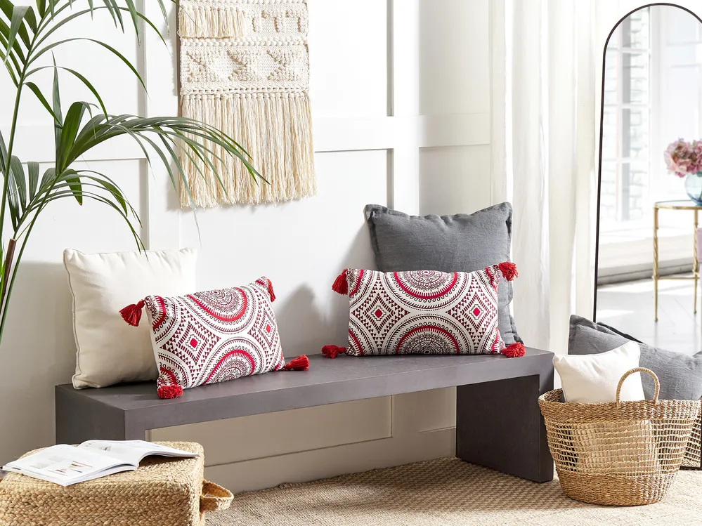 Set of Decorative Cushions ANTHEMIS Cotton 30 x 50 cm Red