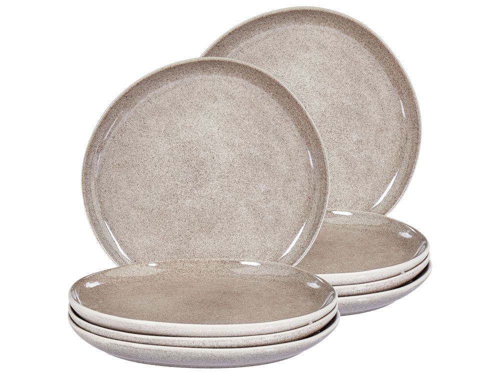 Speiseteller 8er Set COSTMARY Steinzeug Grau 27 cm