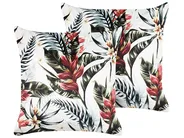 Set di 2 cuscini EDELWEISS 45 x 45 cm Velluto Multicolore Trama di piante_834843