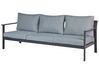 Gartensofa Aluminium schwarz 3-Sitzer Auflagen dunkelgrau KIATO_934621