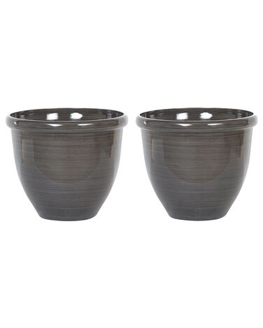 Set di 2 vasi in pietra marrone scuro ⌀ 44 cm TESALIA