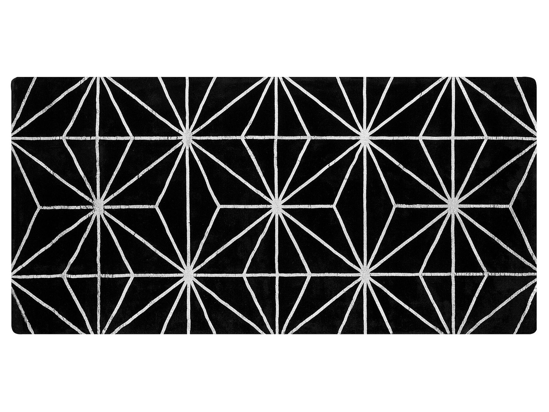 Teppich schwarz / silber 80 x 150 cm geometrisches Muster Kurzflor SIBEL_762598