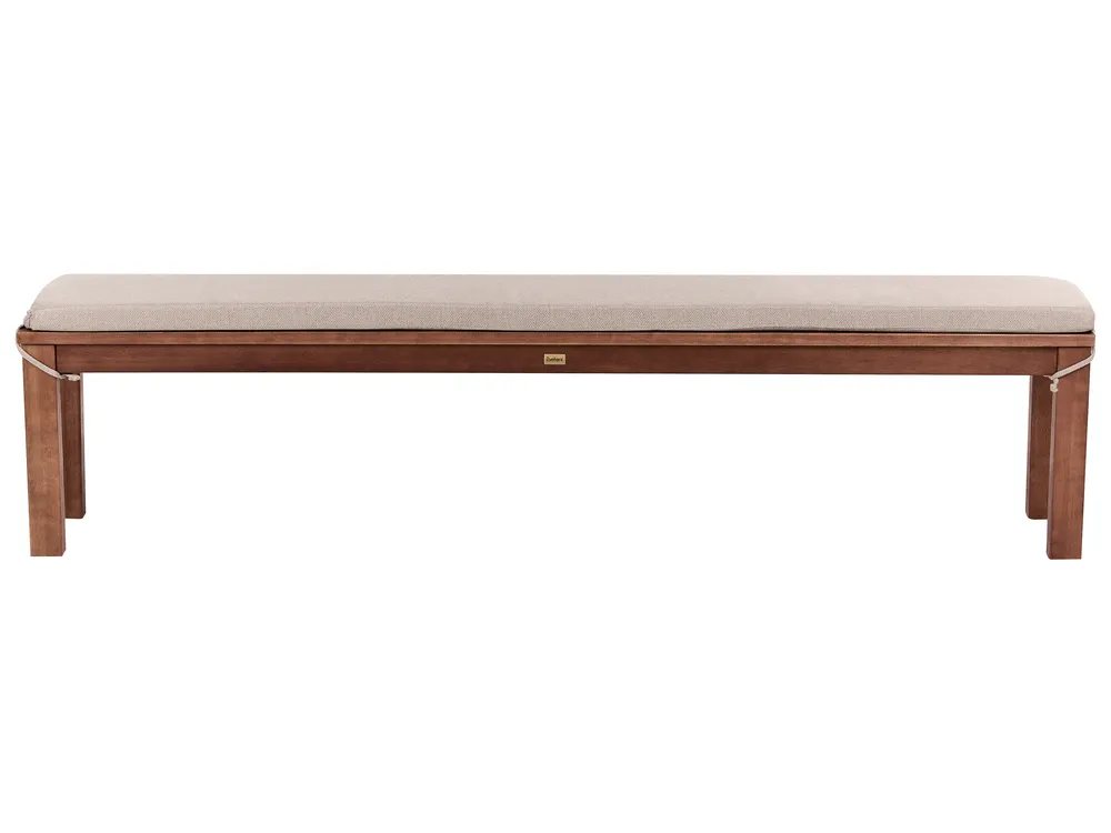 Garden Bench with Cushion MONSANO 170 cm Eucalyptus Wood Beige_1120122