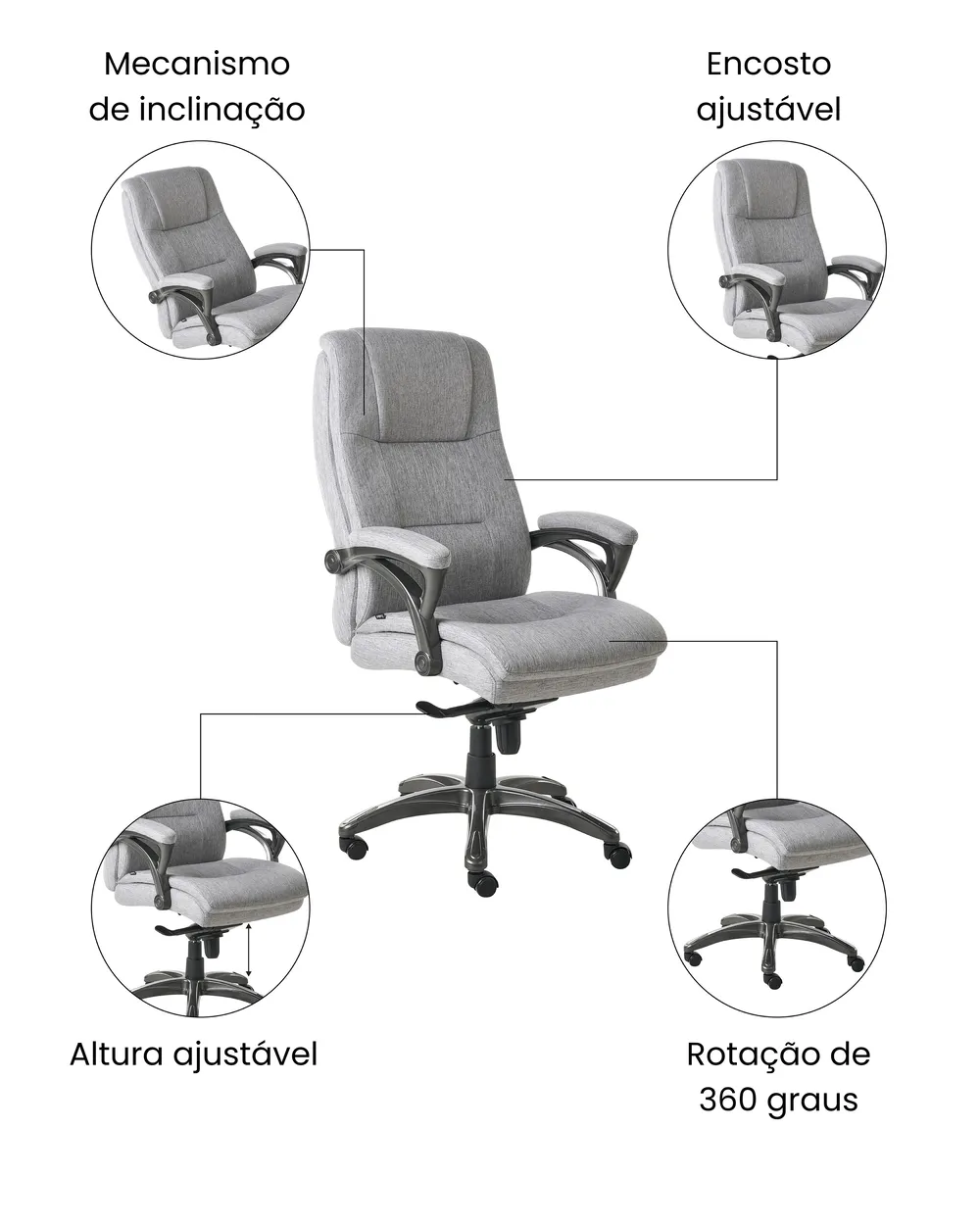 Cadeira executiva MAGNUS Linho Cinzento_1071104