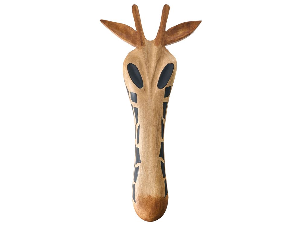 Decoração de parede Girafa EKPOMA Madeira de mangueira 68 cm Castanho claro