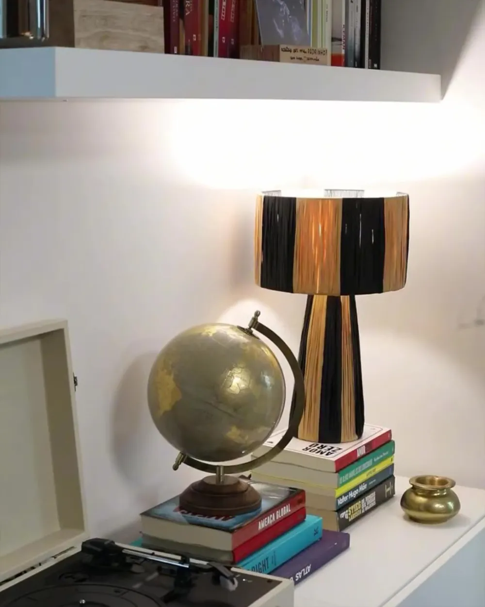 Lampada da tavolo WELMEL Vimini Marrone/Nero_927526