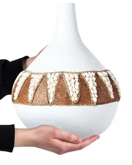Wazon dekoracyjny SIMPANG 33 cm Ceramika Biały_849684