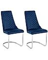 Set of 2 Dining Chairs ALTOONA Velvet Navy Blue