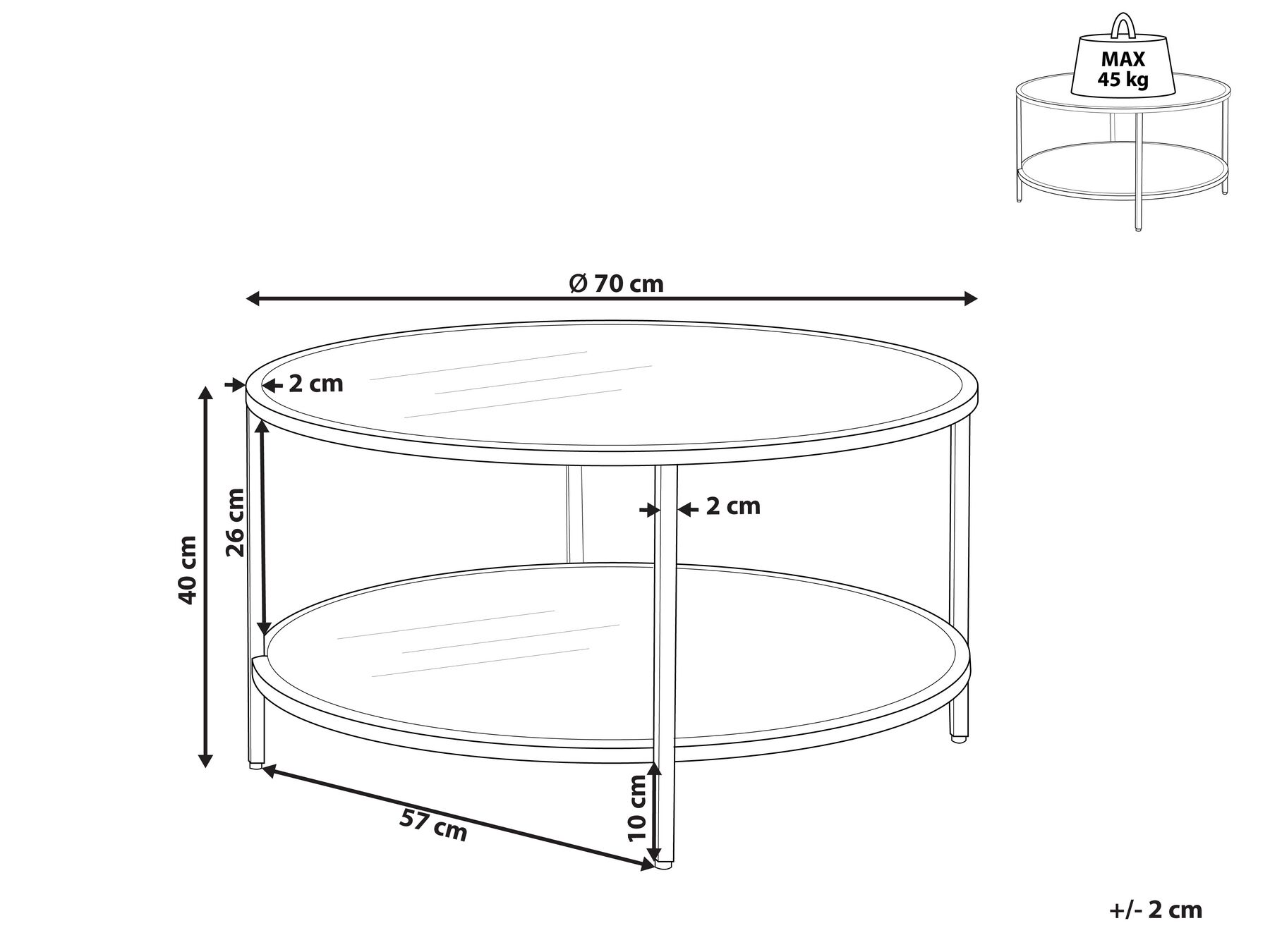 Glass Top Coffee Table with Mirrored Shelf Gold BIRNEY_829975 Glass Top Coffee Table with Mirrored Shelf Gold BIRNEY_829975