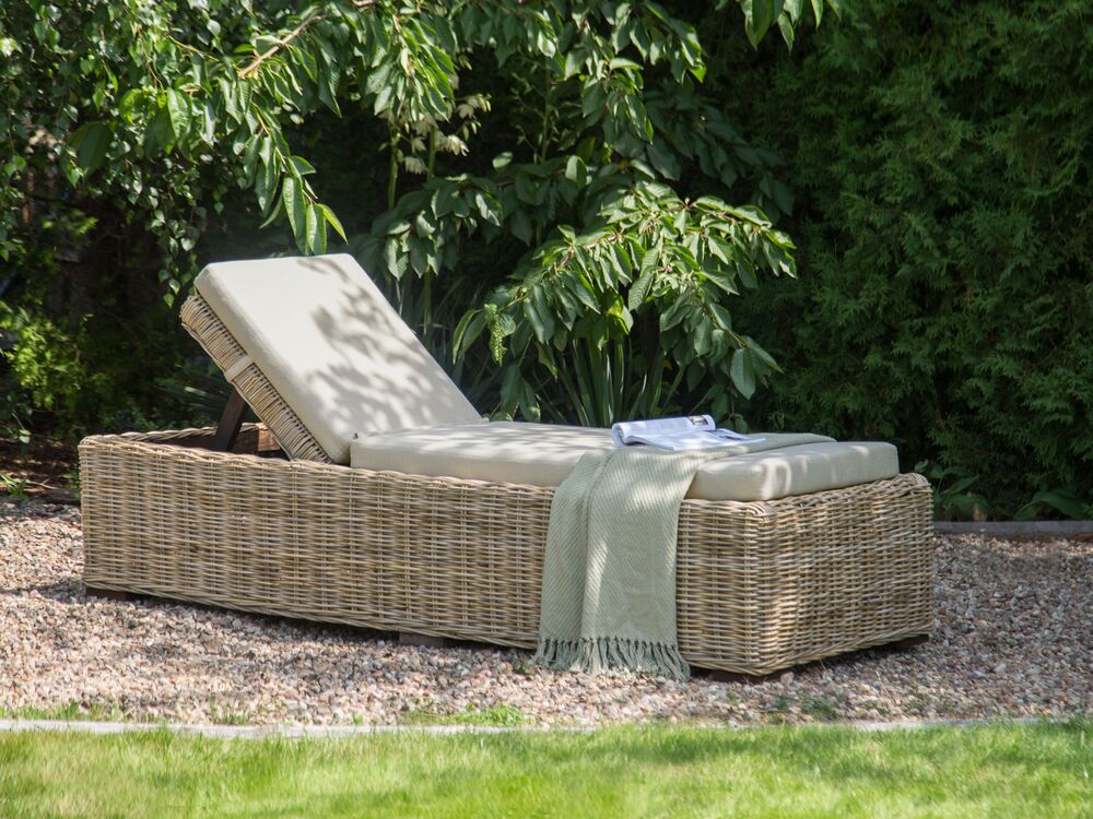 Rattan sun lounger with cushion new arrivals