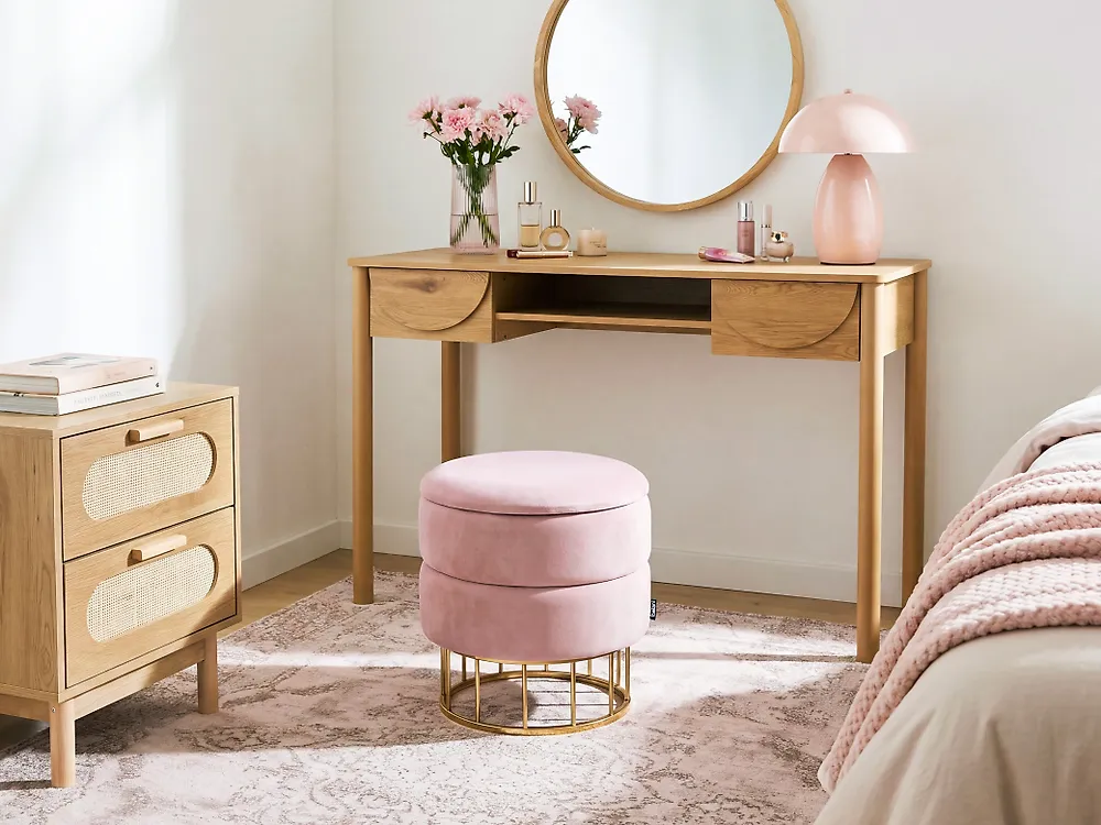 Pouf contenitore ELGIN Velluto Rosa