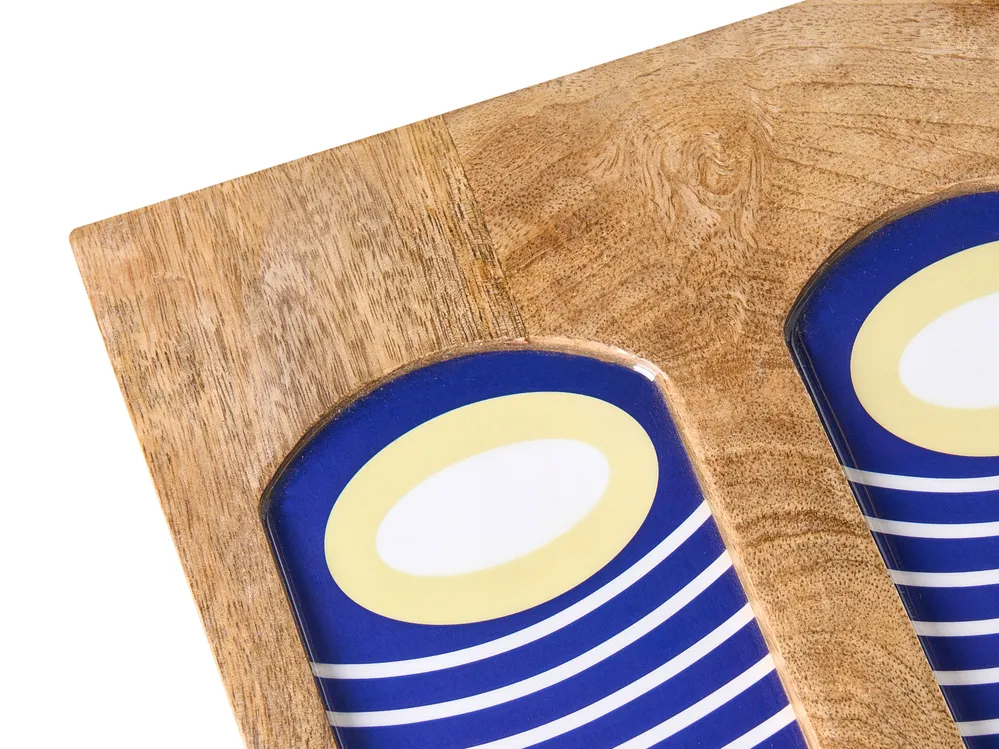 Decoração de parede Rosto JIMETA 40 cm Madeira de mangueira Azul_1038594