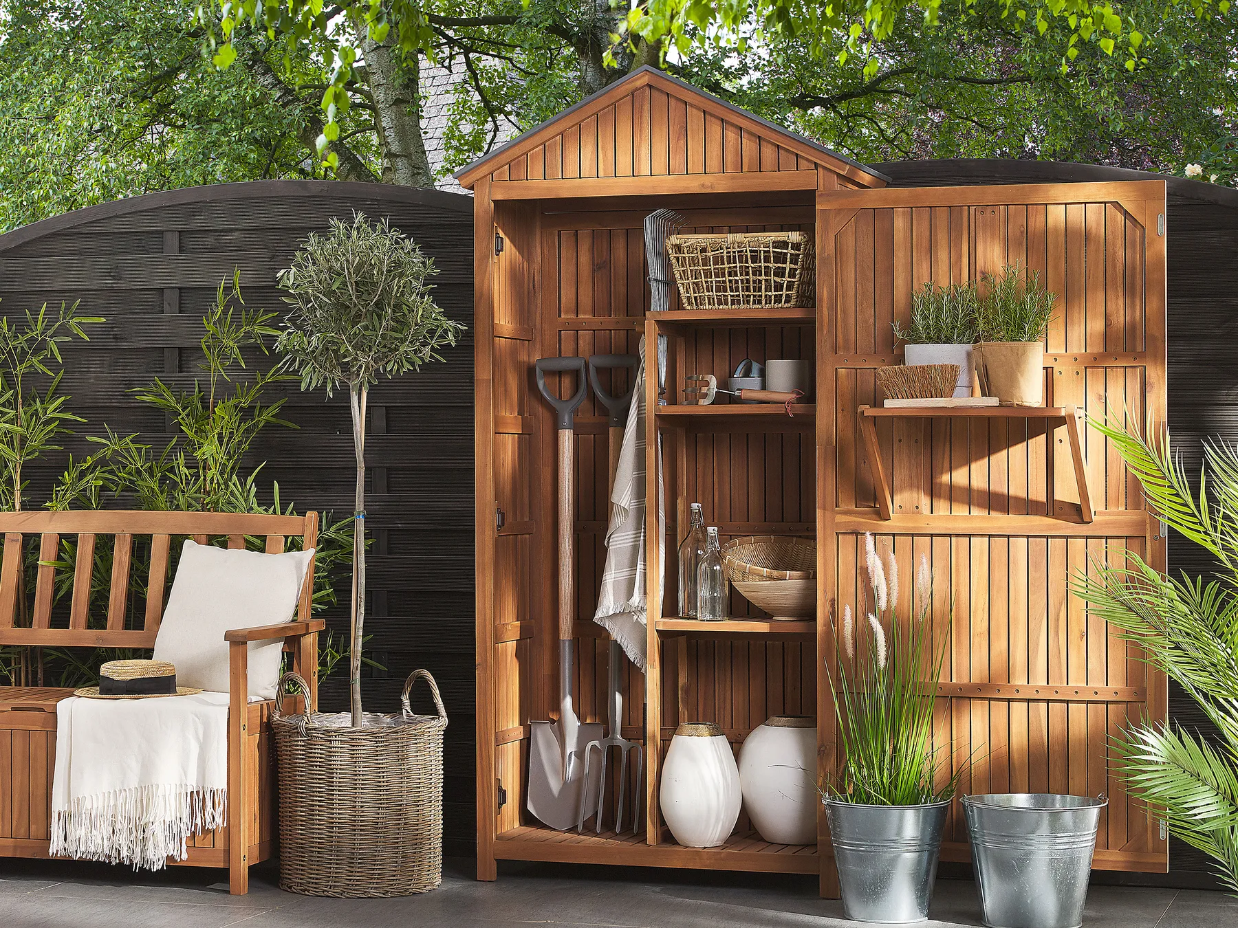Garden Cabinet SAVOCA 100 cm 200 cm Acacia Wood Brown_772506