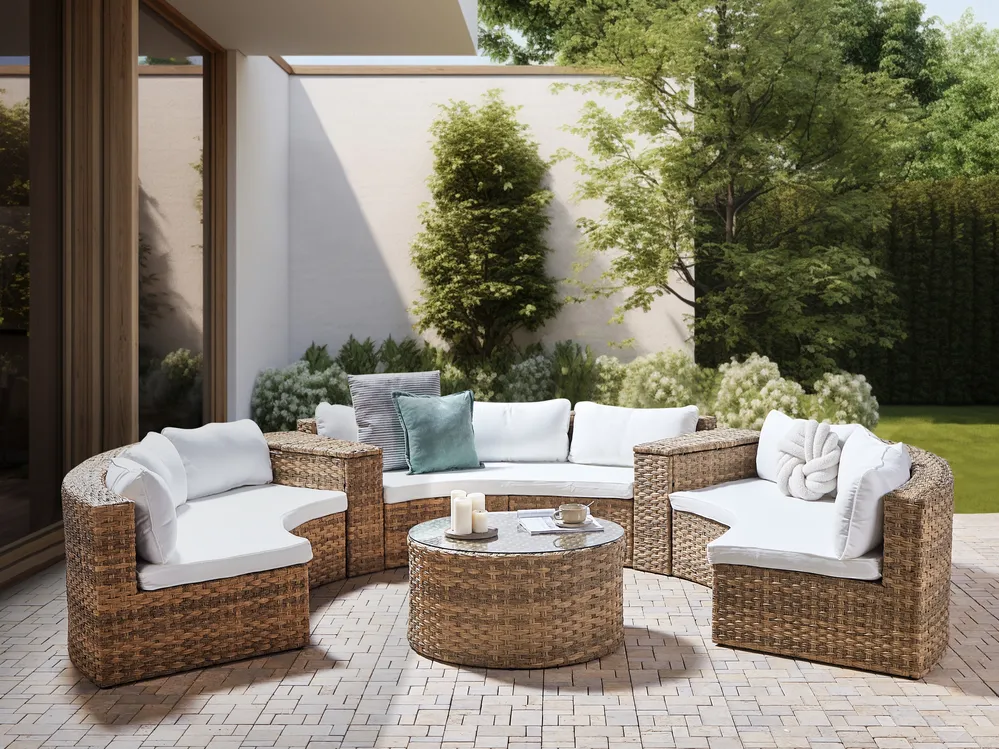 Garden Lounge Set with Table Seater SEVERO PE Rattan Golden
