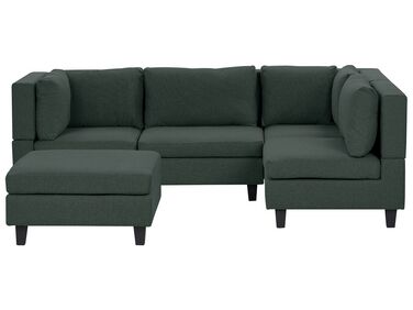 4 Seater Left Hand Modular Fabric Corner Sofa with Ottoman Dark Green UNSTAD