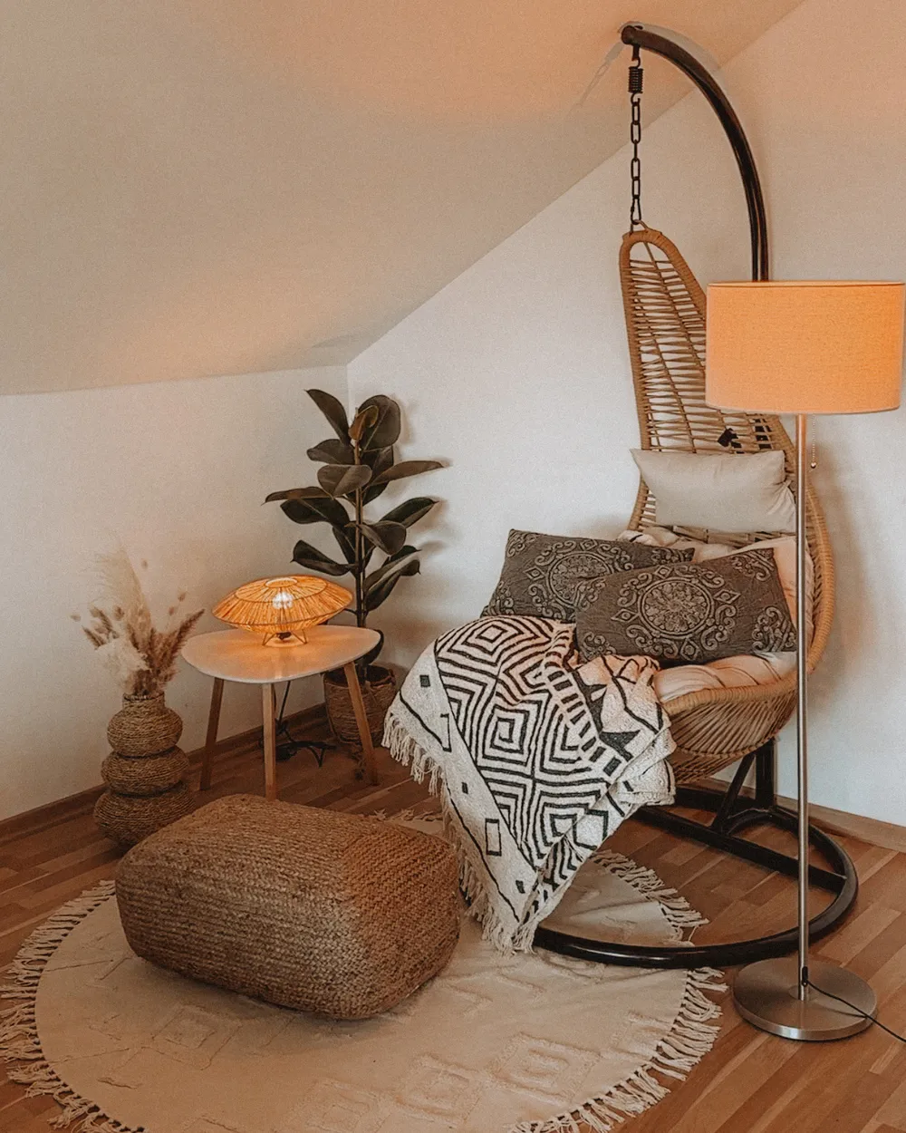Hanging Chair with Stand ATRI II PE Rattan Natural_975141