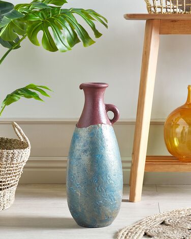 Terracotta Decorative Vase 50 cm Blue and Brown VELIA