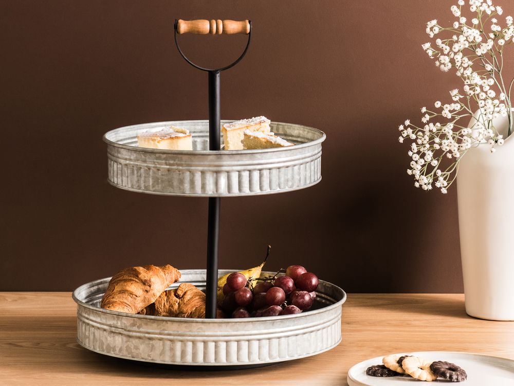 2-poziomowa patera na ciasto KOUIGN Srebrny