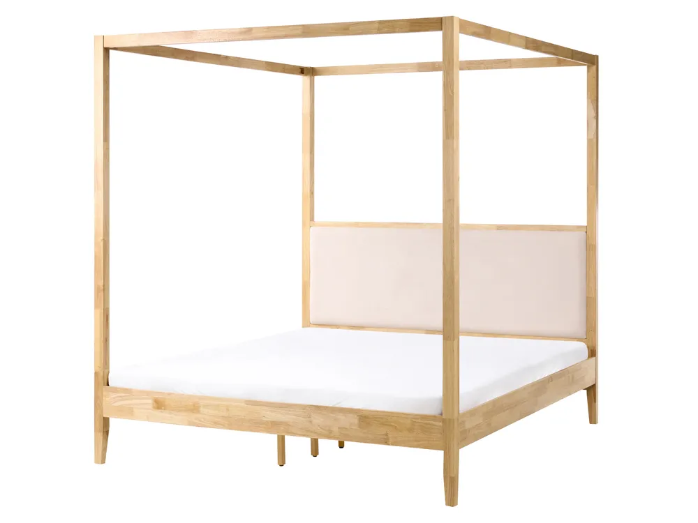 Himmelbett Holz HAILLICOURT 160 x 200 cm Hellbraun - Beliani.fr
