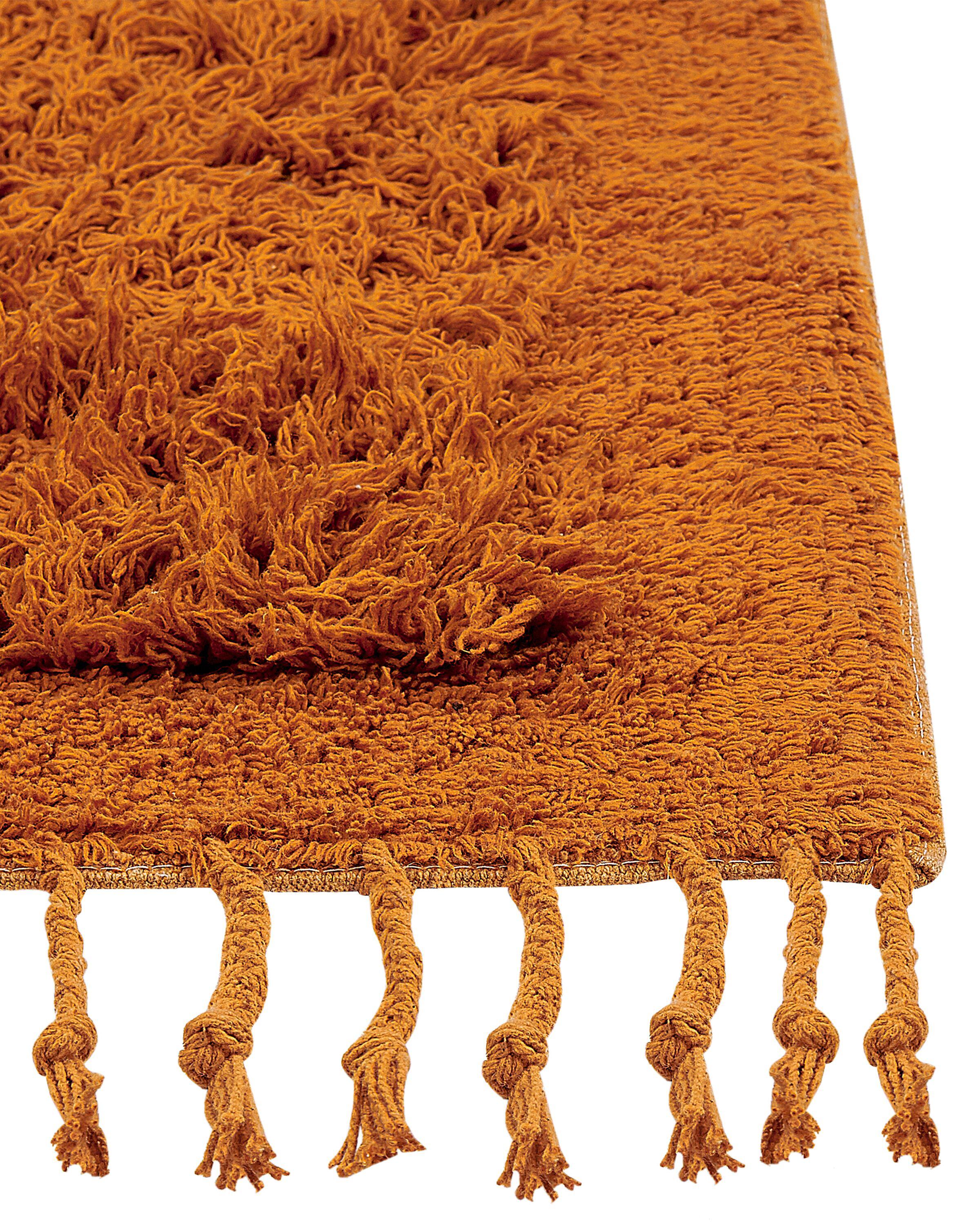 Cotton Shaggy Area Rug 80 x 150 cm Orange BITLIS_837623