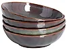 Set of 4 Deep Plates THYME Stoneware Dark Green 19 cm