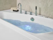 Wanna narożna z hydromasażem LED CAURA 175 x 80 cm Biały Prawostronny_1017099