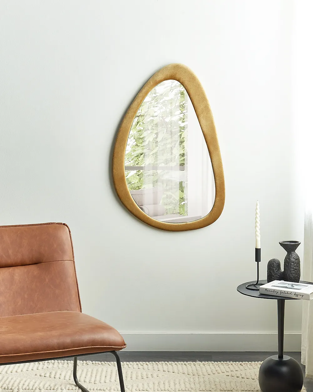 Wall Mirror VENAS 61 cm 91 cm Velvet Mustard_1184936