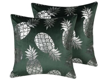 Set di 2 cuscino decorativi motivo ananas 45 x 45 cm velluto verde ASTILBE