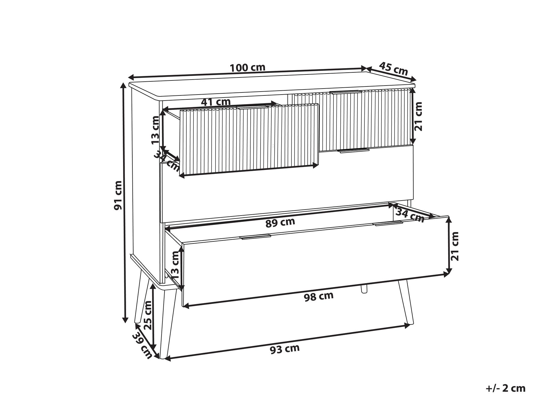 Pine Wood 4 Drawer Chest Light TIMMINS_936889