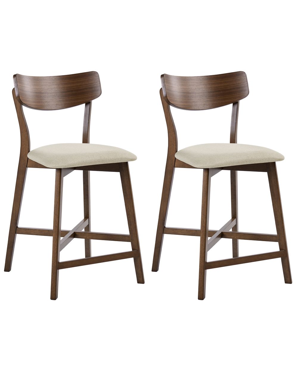 Set mit 2 Barstühlen HOLLY Holz Braun / Beige