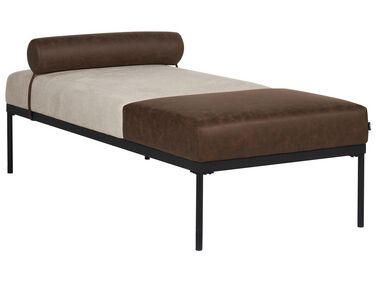 Daybed lys beige/mørkebrun imiteret hør & kunstlæder 170 x 70 cm MALMOS