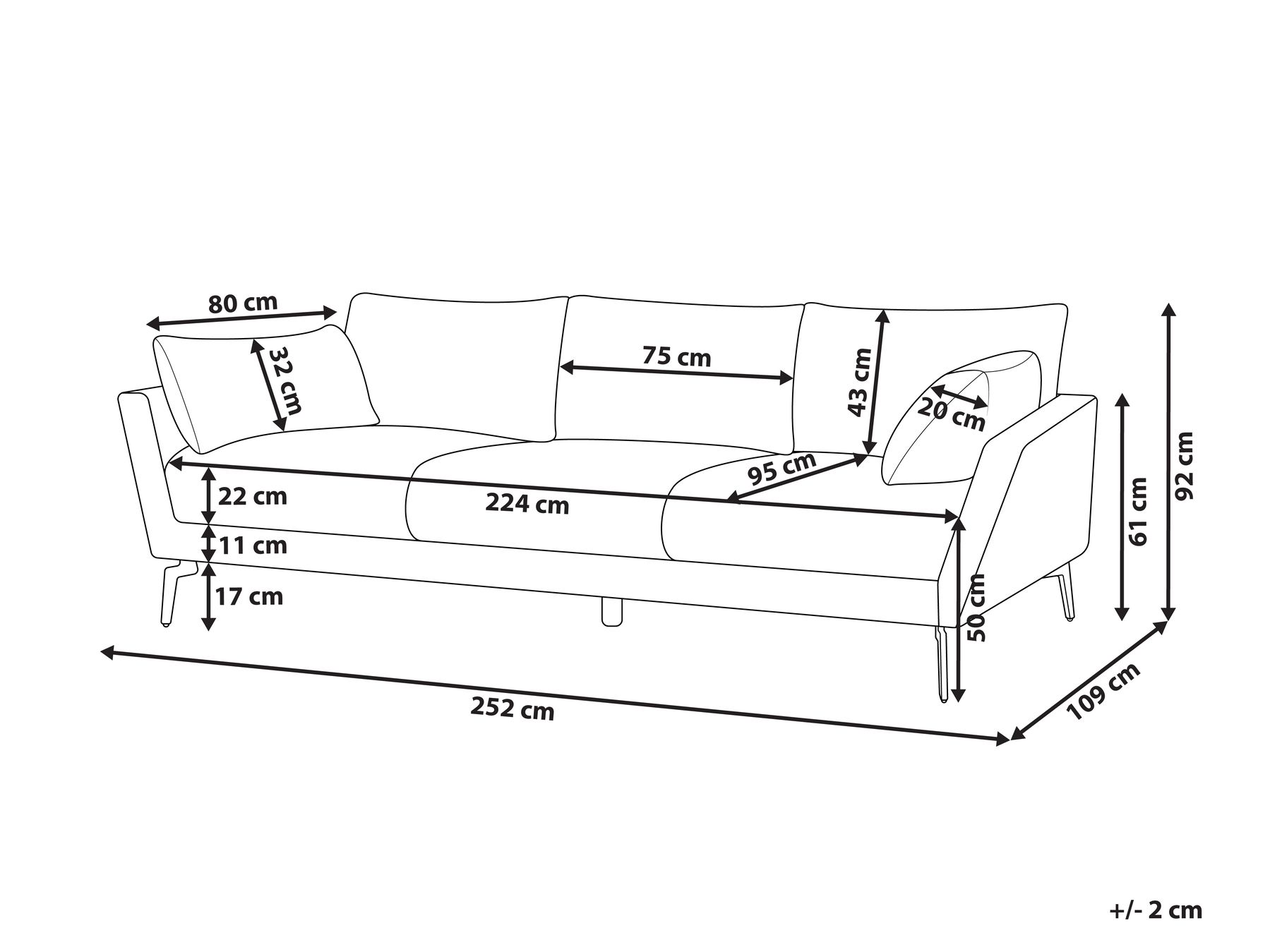 Sofa 4 Seater NENOLA Fabric Grey_948990