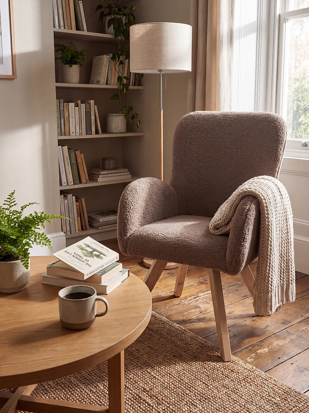 Fauteuil BJARN Bouclé Marron_1178992