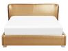 Kožená postel s LED osvětlení 160 x 200 cm zlatá PARIS_749003