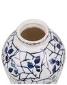 Stoneware Flower Vase 22 cm White with Navy Blue MALLIA_810741