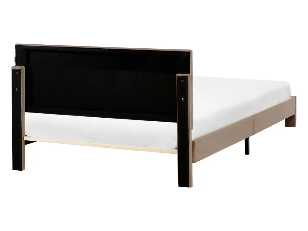 Bett mit Schubladen LONZAC Samtstoff Taupe 140 x 200 cm_1014832