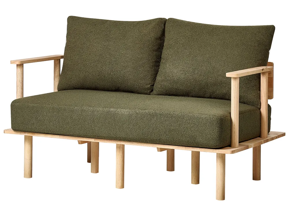 Living Room Set 3 Seater ASKER Boucle Dark Green_932677