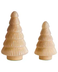 Zestaw 2 figurek dekoracyjnych FLAREN 20/25 cm Choinka Beżowy_1029990